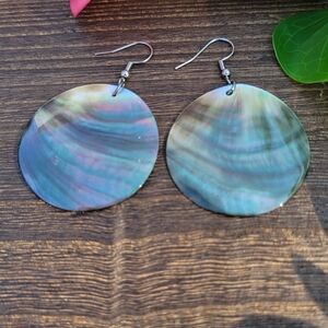 Handmade Black Lip Shell Mother Of Pearl Disc Earrings